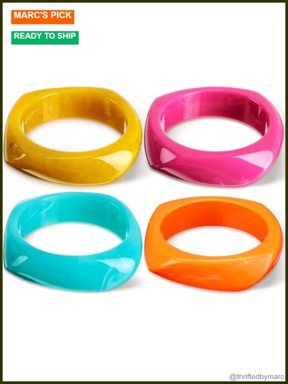 Square Acrylic Resin Bangle Bracelet Wide Geometric Irregular Wristbands